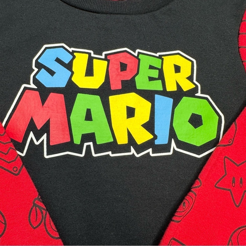 Nintendo Super Mario Sweatshirt Black & Red Size 5 - Picture 4 of 16